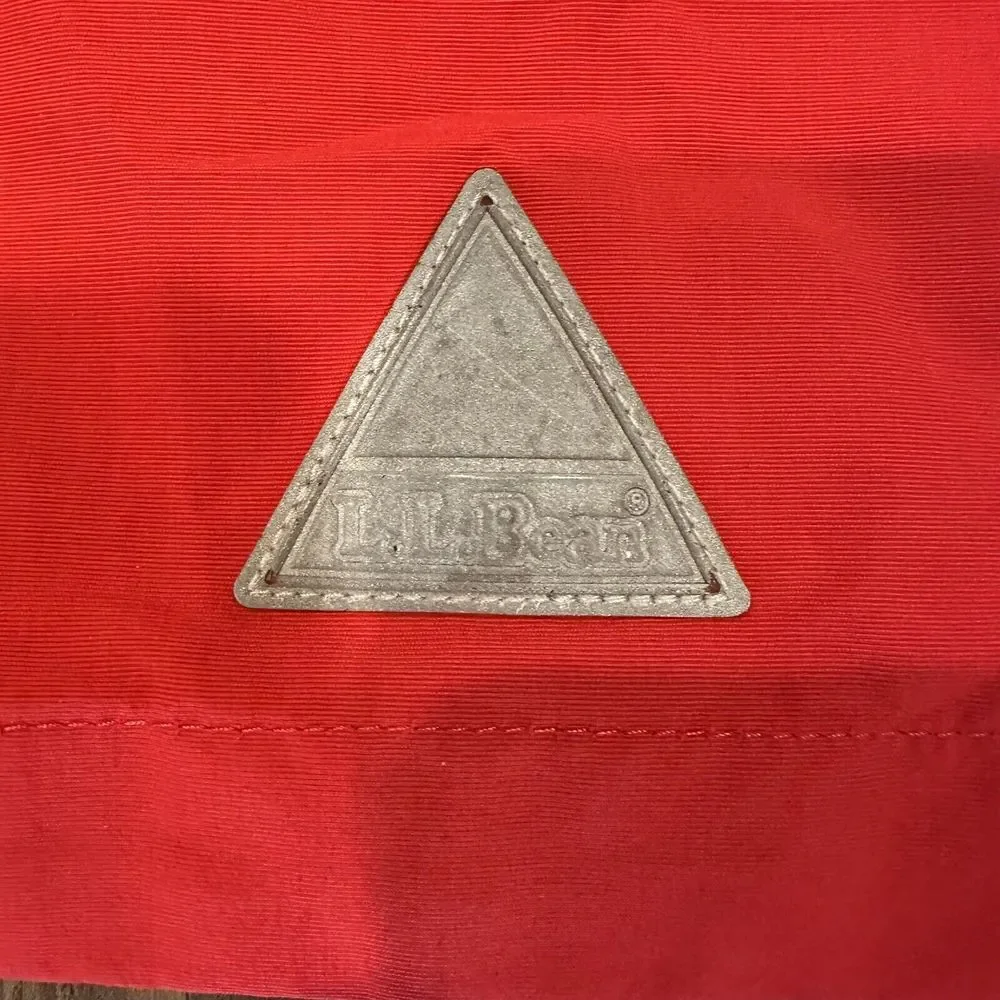 LL Bean Jacket Youth M10-12 Red‎ Gray Hooded Waterproof Shell  Item 277662
